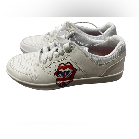 Skechers White Sneakers with Classic Design and Iconic Rolling Stones Logo 10.5 - Picture 1 of 10